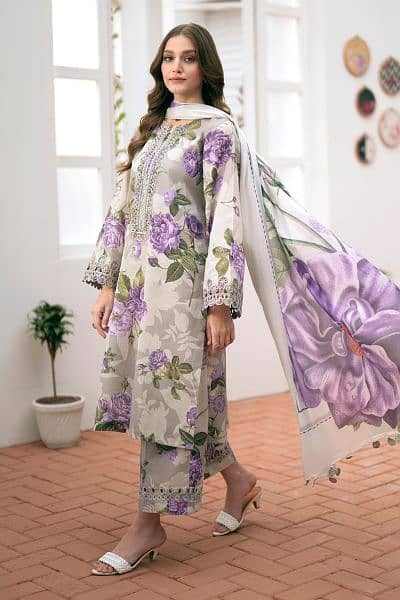 Beautiful Designed Lawn with silk dupatta 1