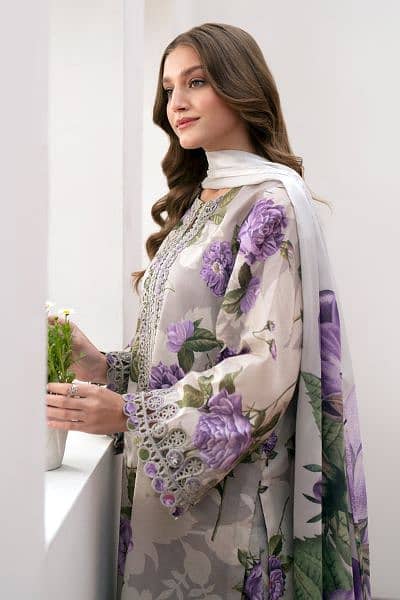 Beautiful Designed Lawn with silk dupatta 4