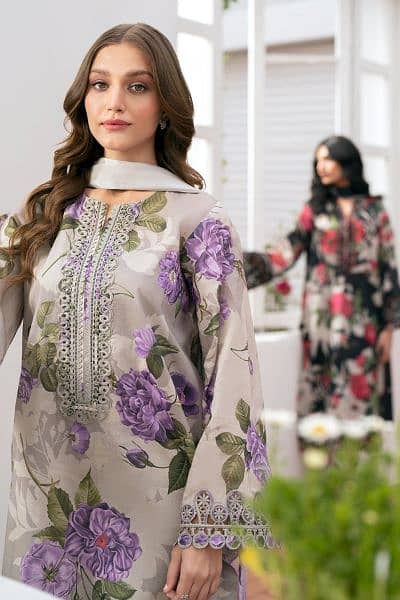 Beautiful Designed Lawn with silk dupatta 7