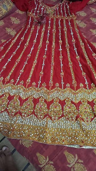Bridal Golden  Indian design lehnga pink lehnga and red frock 6