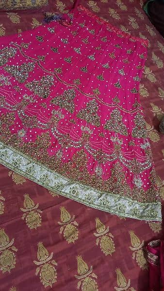 Bridal Golden  Indian design lehnga pink lehnga and red frock 11