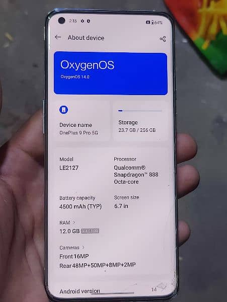 OnePlus 9 pro PTA approved 12ram 3