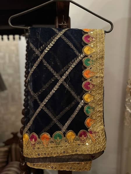 dark blue lehnga choli with dupata 1