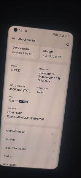 One plus 9 pro 12 gb256 4