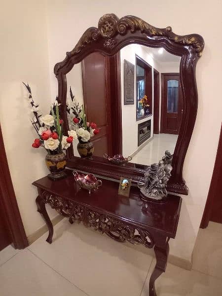 wooden console with mirror 2