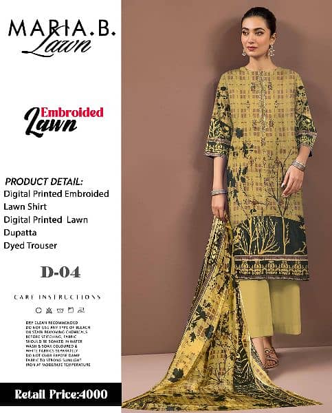 3 Piece Embroided Lawn Suits 15
