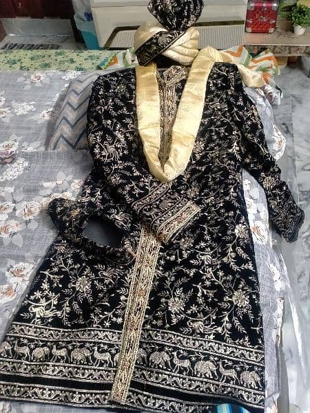 wedding sharwani in black colour in best condition 1