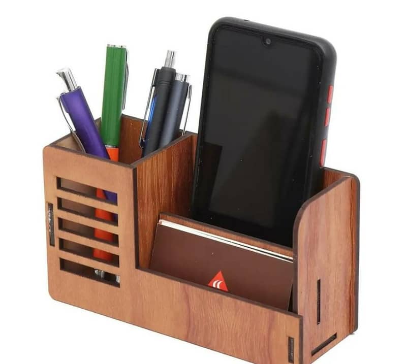 Mobile Holder Wooden Desk Organizer- Free delivery all over pakistan 1