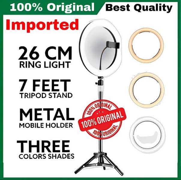 26 cm ring light with aluminum tripod stand. 1