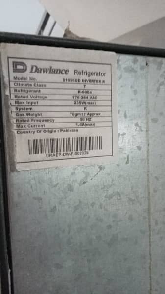 Dawlance inverter refrigerator model no 91996GD 4