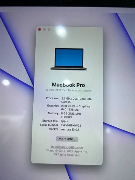 Macbook pro 2017 8/128 10