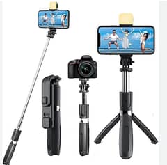 3 in 1 selfir stick and tripod stand with light and bluethood 0