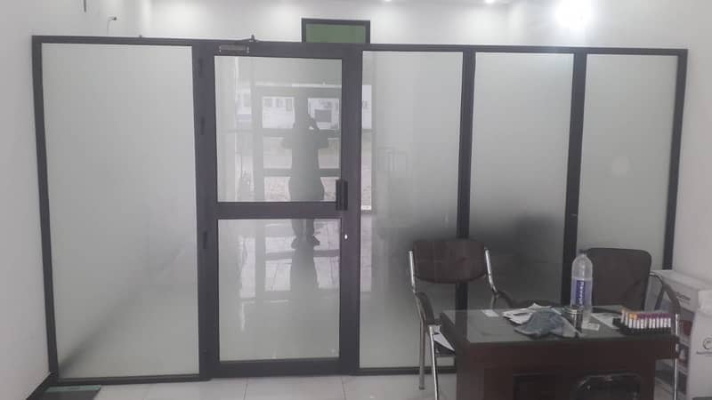 Aluminium separation wall tinted glass with door 15 ft by 7 ft 0