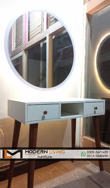 Modern Dressing Table round mirror with lights 0