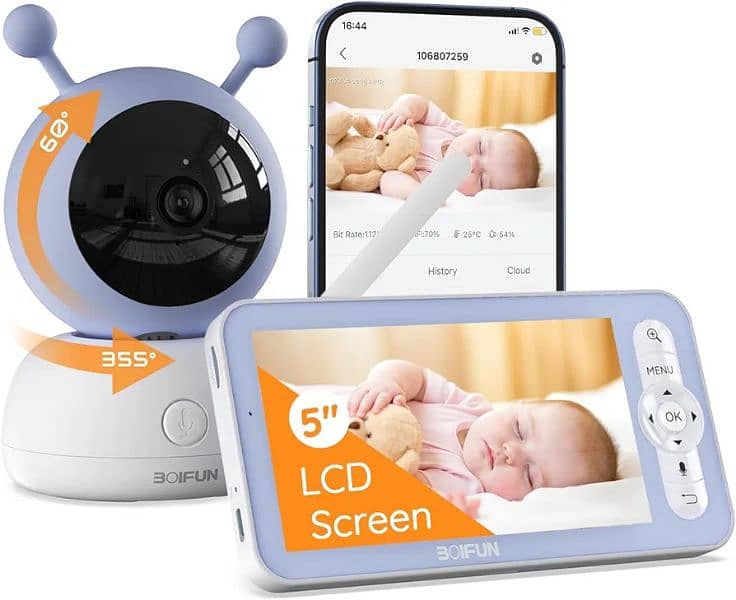 Smart vedio Baby Monitor Camera HD 5 inch display 1