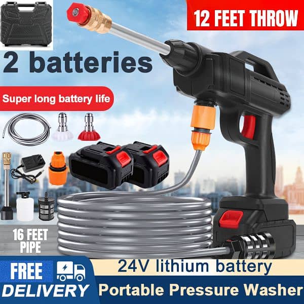 PORTABLE HIGH PRESSURE CAR WASHER (2 BATTERY) AUTO Start -- WARRANTY 0