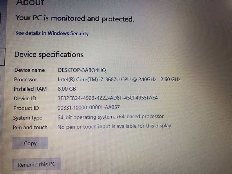 Dell i7 3rd Generation 8gb rem 128 SSD 8