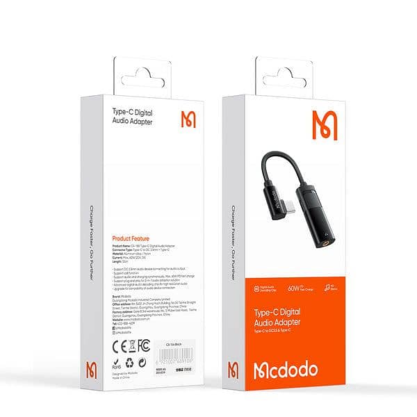 McDodo Original Type-C 2-in-1 Audio 3.5mm splitter converter 1