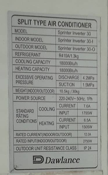 Dawlance Sprinter 30 1.5 ton Inverter AC 3