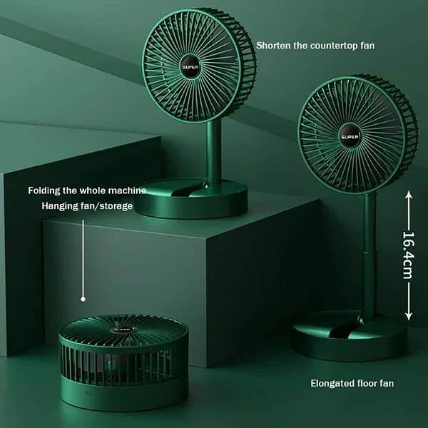 Portable Rechargeable Telescopic Folding Fan | Table Desk Fan | 3