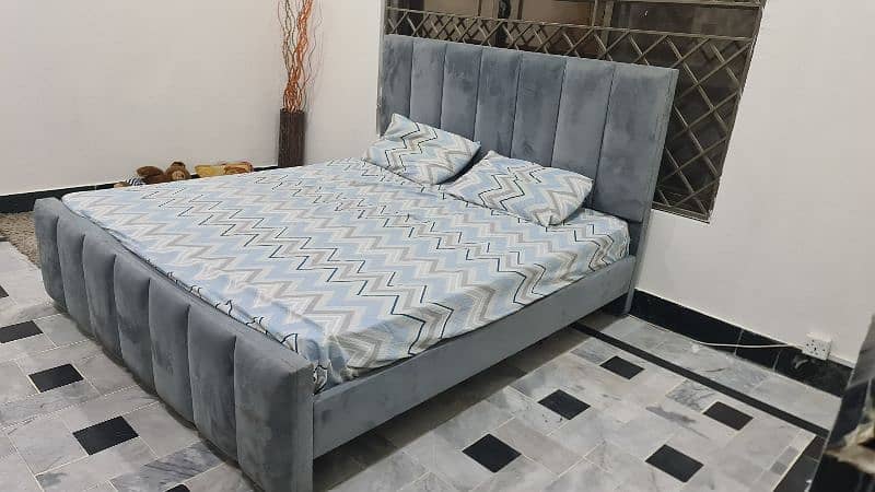 grey colour bed  with mattress 1