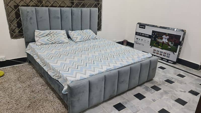 grey colour bed  with mattress 2