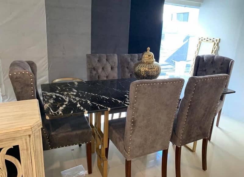 Marble Dinning Table with 6 chairs 0