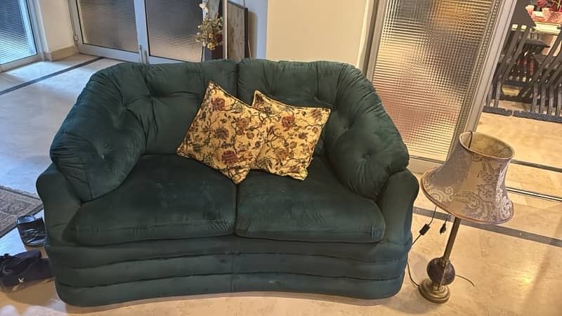 Newly Refurb Green Sofa Set 1