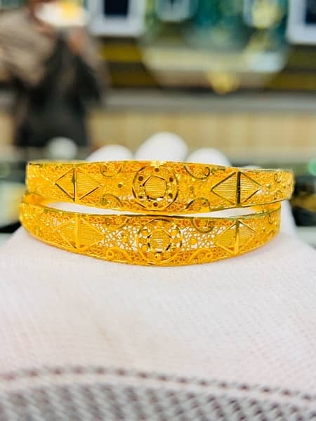 2 WATCH STYLE BANGLES 22 CARAT IN USED LIKE NEW HAMZA JEWELLERS 1