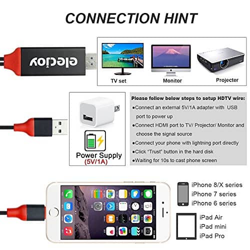 Lightning to HDMI Adapter Cable,8 Pin Lighting Digital AV to HDMI HDTV 1