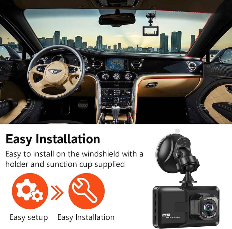 Dashcam HD Car Dash Cam Front 3 inch Dashboard Camera 12