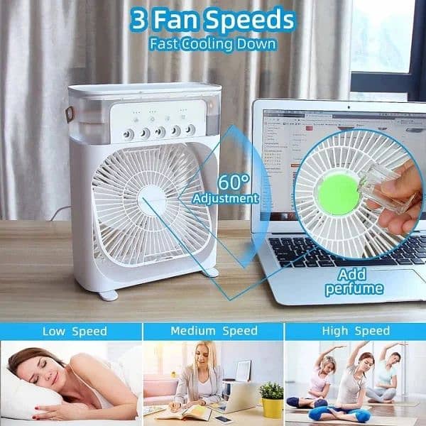 Portable Air Conditioner Fan: Usb Electric Fan With Led Night Light, 1