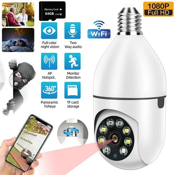 CCTV Camera Wifi Night Vision Bulb Security PTZ Smart WiFi Camera 4