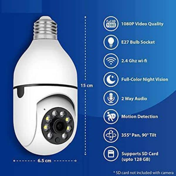 CCTV Camera Wifi Night Vision Bulb Security PTZ Smart WiFi Camera 9