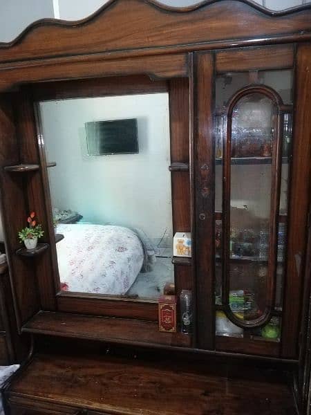 King size wooden bed without mattress and Dressing table 2