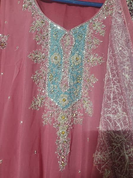 pink full frock hand work 1