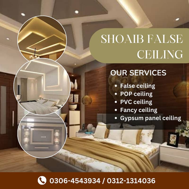 False Ceiling work, Hoom Decor , Pop false Ceiling services 0