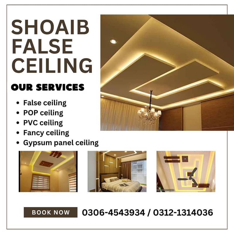 False Ceiling work, Hoom Decor , Pop false Ceiling services 0