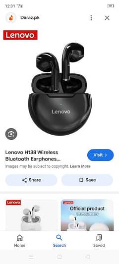 Original LENOVO HT38 earphones