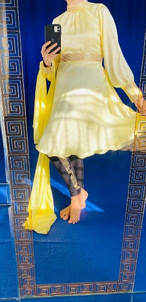 Satin Silk frock with tights and Dupatta 1