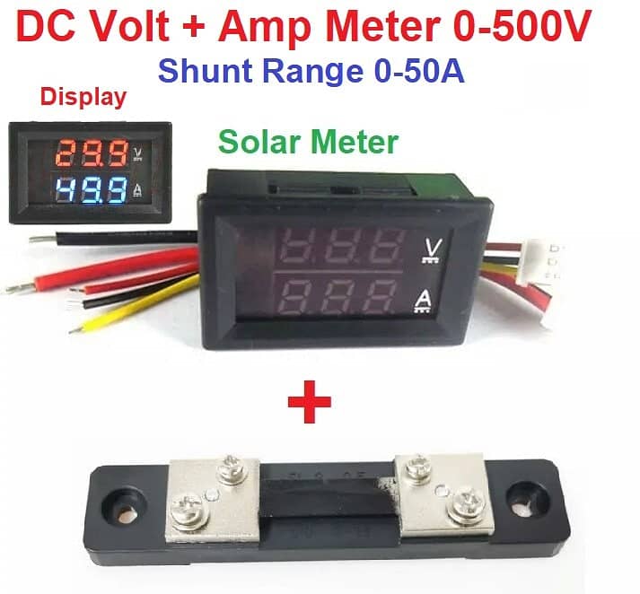 DC Solar Volt Amp Meter DC 0-500V 200A Voltmeter 0