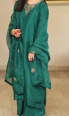 Emerald Pure Raw Silk Suit 0