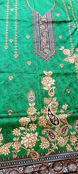 3 piece unstitched new green casual suit for sale 11