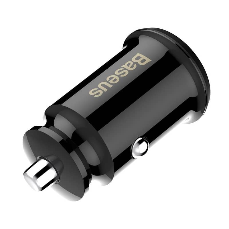 Car Charger – Dual USB 5V 3.1A,  Baseus Grain  Sleek in Black 1