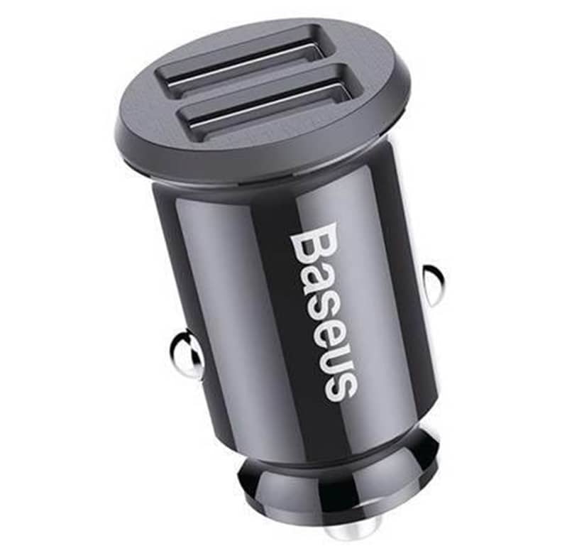 Car Charger – Dual USB 5V 3.1A,  Baseus Grain  Sleek in Black 3