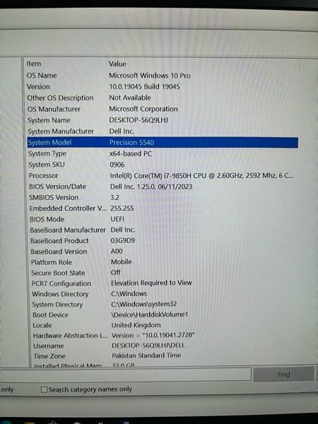 Dell precision 5540 core i7-9th Generation 16