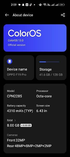 Oppo F19 pro 8+8/128 argent sale or niche description seen kr le 1