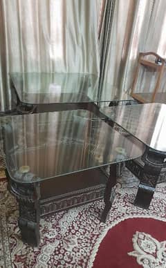 three beautiful center tables little used with glass top