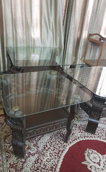 three beautiful center tables little used with glass top 0
