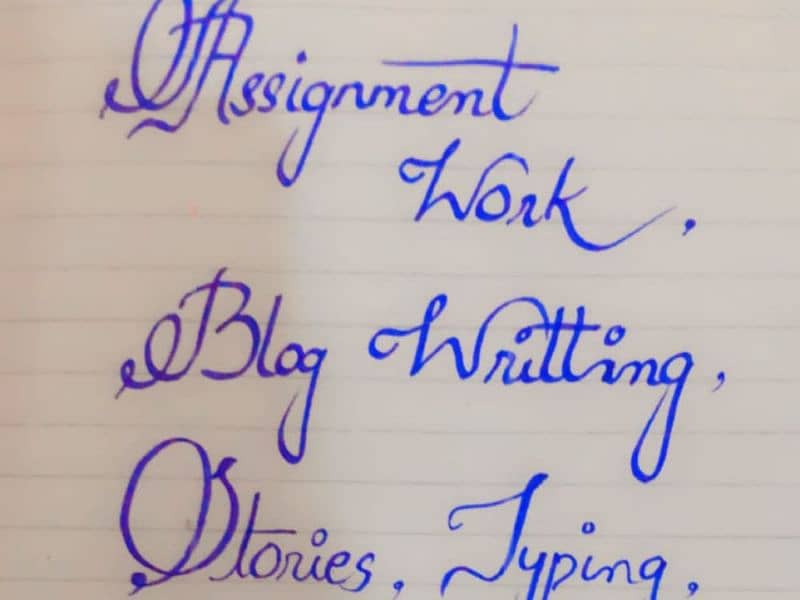 Handwriting assignment work, any type of writing work and typing work 1